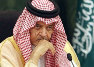 A file picture taken in the coastal city of Jeddah, on October 13, 2014, shows Saudi Foreign Minister Prince Saud al-Faisal looking on during a press conference.