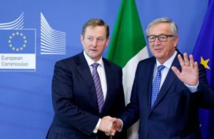 EU Commission President Juncker poses with Irish PM Kenny in Brussels