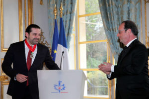 Hollande and Hariri at the Elysee on Monday