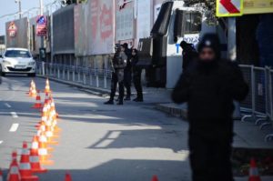 Turkish police stand guard outside the Reina nightclub by the Bosphorus, which was attacked by a gunman, in Istanbul