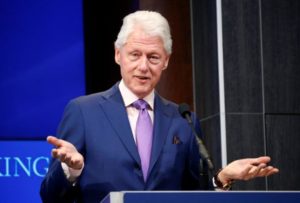 Bill Clinton speaks at a forum about a book on Yitzhak Rabin in Washington