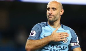 Pablo Zabaleta had an instant and easy affinity with the Manchester City fans who showed their appreciation for a departing legend after his final home match against West Brom. Photograph: Clive Mason/Getty Images