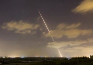 A rocket is launched from the northern Gaza Strip towards Israel.