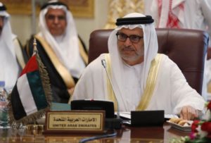 UAE's Minister of State for Foreign Affairs Anwar Mohammed Gargash attends a Gulf Cooperation Council (GCC) meeting in Riyadh