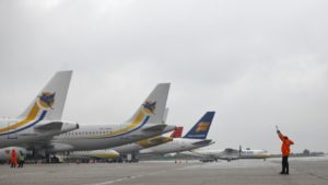 Planes at Yangon International Airport. Myanmar