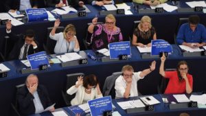 Members of the European Parliament take part in a voting session at the European Parliament in Strasbourg, France, on July 5, 2017.