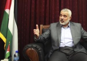 Hamas leader Ismail Haniyeh gestures during an interview with Reuters in Gaza City