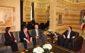 Prime Minister Saad al-Hariri meets with a delegation from the US Senate in Washington