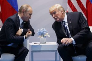 President Trump meets with Russian President Vladimir Putin at the G-20 summit on July 7 in Hamburg.