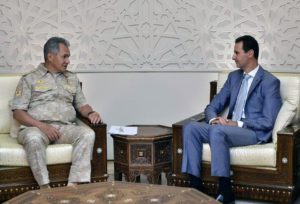 Russian Defence Minister Sergei Shoigu meets with Syrian President Bashar al-Assad in Damascus
