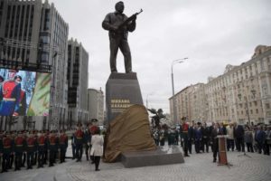 A new monument to Russian firearm designer Mikhail Kalashnikov had a Nazi gun on it.