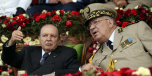 Algeria's President and head of the Armed Forces Abdelaziz Bouteflika gestures during a graduation ceremony of the 40th class of the trainee army officers at a Military Academy in Cherchell
