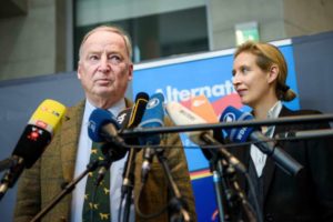 Alexander Gauland and Alice Weidel, the Alternative for Germany party’s leading politicians, in Berlin on Wednesday.