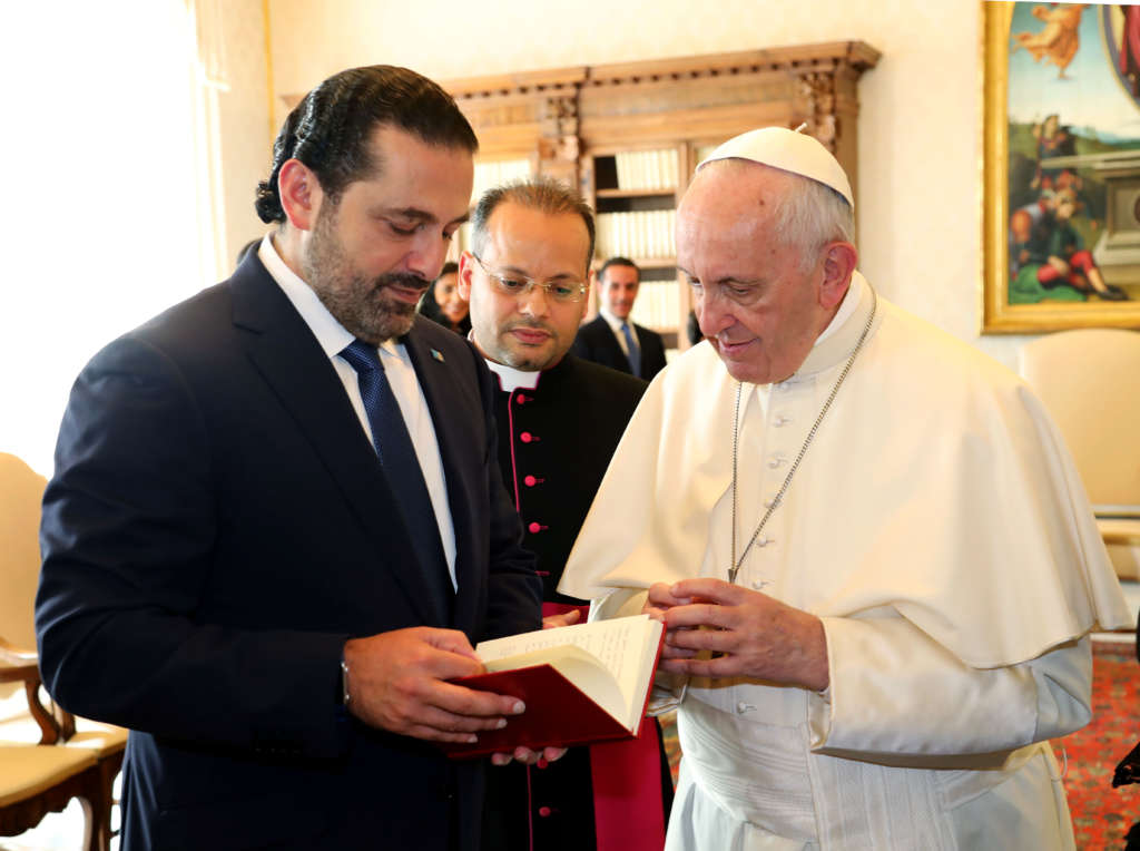 Hariri, Pope Discuss Syrian Crisis and Burden of Refugees
