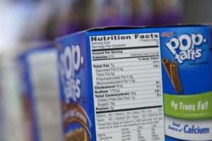 The Nutrition Facts label is seen on a box of Pop Tarts at a store in New York