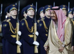 Saudi Arabia's King Salman arrives at Vnukovo airport outside Moscow